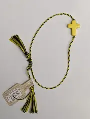 LOT of 10 Kids Teens YELLOW Adjustable Cross Nylon Bracelet THREADS OF FAITH