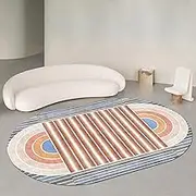 Nordic Design Living Room Bedroom Soft Area Rugs，100x180cm Oval Washable Dining Office Sofa Playroom Kitchen Floor Decor Non-Slip Large Carpet(3.9ft×5.2ft/120×160cm)