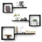 Wooden Square Floating Shelves Wall Mount - Set of 6 Cube Shelves, Geometric