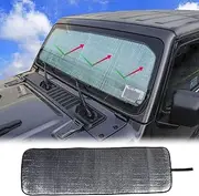 for Jeep JL Windshield Sunshade Window Sun Shade Sun Visor Shade Panel for 2018-2025+Jeep Wrangler JL JLU 2/4 Door Gladiator JT 4xe Foldable Sun Shield Upgrade Cover Block Heat UV Rays