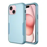 For Apple iPhone 15 Plus 3in1 Case Drop Resistant Defender Tradies Hybrid Armor Heavy Duty Rugged Shockproof Tough Cover (Sky Blue)