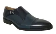 Steven Land Men's Navy/Lt.Blue Genuine Leather Monk Strap Dress Shoes SL0041