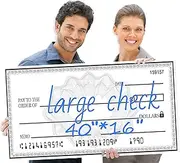40"x16" Reusable Dry Erase Fundraising Check Board with Storage Tube - Customizable Giant Presentation Check for Charity Events, School Awards & Corporate Recognition (Black/Blue)