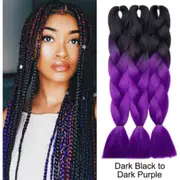 62cm Synthetic Gradient Coloured Braiding Hair Extensions - Black&Dark Purple