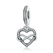 Silver plating Endless Love Infinity Heart Dangle Beads Fit Charm Bracelet for Women DIY Jewelry