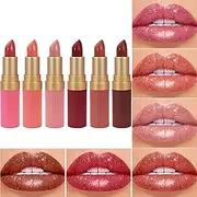 Lipstick Sets for Women, Shimmer Matte Lipstick Set, Hydrating Waterproof Lipgloss with Glitter And Stain for Teens Women Girls Wedding Party Everyday