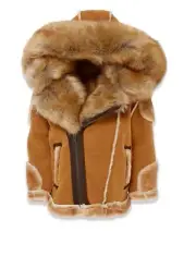 Jordan Craig cognac color kids moto shearling jacket