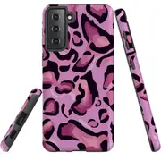For Samsung Galaxy S22+ Plus Case, Armour Cover, Magenta Leopard Pattern