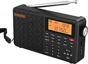 XHDATA D-109 Portable Radio Stereo AM/FM/SW/LW Digital Vintage Radio with 3.5mm Earphone Jack Bluetooth Radio TF Card Alarm Clock Powered by Rechargeable Battery with Temperature Mode