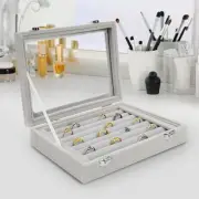 Velvet Glass Jewelry Ring Display Box Tray Holder Storage Grey Box Organizer AUS