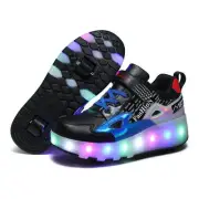 Rechargeable Light Wheel Skating Shoes For Kids - Size 36 Two-Wheeled