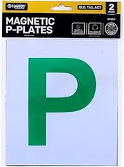 Handy Automotive QLD Magnetic P Plate, Green (Pack of 2)