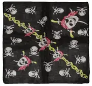 22"x22" Pirate Red Hat Pirate Crossbones W/ Chain 100% Cotton Bandana