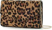 [Hoxis] Leopard Print Envelope Evening Clutch Women Chain Shoulder Bag
