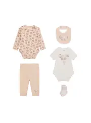 GUESS Beige 5-Piece Bodysuit and Pant Set (0–12m), Cotton
