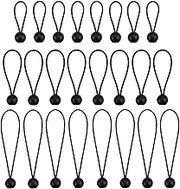 NODG 24 Pieces Ball Bungee 4,6,9 Inch Black Bungee Balls Heavy Duty Tarp Ball Bungee Cords Elastic String 4mm Thickness Tarp & Canopy Shock Cords for Camping, Tents, Cargo, Holding Wire