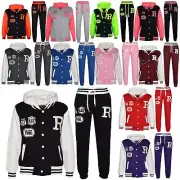 Kids Baseball Tracksuit Hooded Jacket With Joggers R Fashion FOX Varsity Style