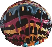 Happy Birthday Big Cake Shower Cap Reusable Waterproof Shower Bonnet for Women Men Elastic Band Bath Hair Hat Double Layered Washable Bath Cap for All Hairstyles, Travel-Friendly