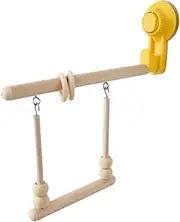 Parrot Swing, Parrot Swing Toy, Bird Perch, Natural Wooden Stand, Parrot Toy, Bird Food, Wall Toy with Parakeet, Climbing, Standing Toy for Children