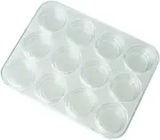 SET of 12 NAIL ART EMPTY STORAGE POTS + CLEAR CONTAINER for Nail Art Gems Beads