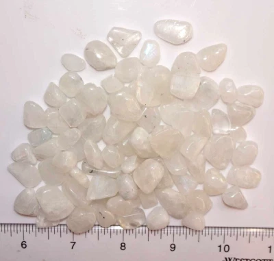 Rainbow Moonstone - 4 Ounces Small Tumbled stones rt664b