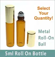 5ml 10ml Amber & Clear Glass Roll-On Bottles Metal Roller ball Essential oil