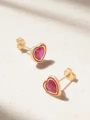 [Alison Lou] Alison Lou - Madison 14-karat Gold, Laboratory-grown Ruby And Enamel Earrings - Red - One size One size Red