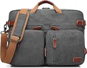 [CoolBELL] Convertible Backpack Messenger Bag Shoulder Bag Laptop Case Handbag Business Briefcase Multi-Functional Travel Rucksack Fits 17.3 Inch Laptop for Men/Women (Canvas Dark Grey)
