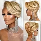 8 COLORS Custom Honey Blonde/613 Highlight Short Pixie Cut Lace Frontal 13X6
