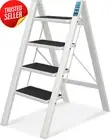 4 Step Ladder Folding Step Stool Anti-Slip Pedal apacity Kitchen Lightweight Whi