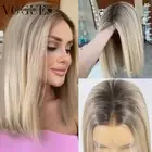 Highlight 13X4 Transparent Lace Human Hair Front Wigs Frontal Straight Ash Blond
