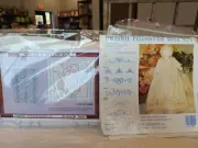 Fairway Needlepoint Quilt Block Iris and prairie pillow doll dress patterns Vtg