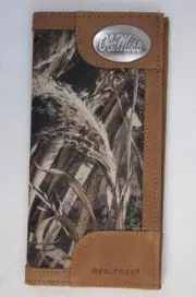 ZEP-PRO Ole Miss Rebels Leather & Nylon REALTREE MAX-5 Camo Roper Wallet TIN BOX