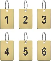 Aspire 20 PCS Numbered Key Tag, 1 to 20 Engraved Number Discs Table Tags for Restaurants (Golden)