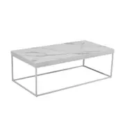 Design Square Rectangular Coffee Table W/ Marble Effect - White