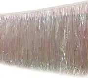 10 Yards 8 Inch Wide Metallic Fringe Trim DIY Latin Dance Dress Clothing Accessories Xmas Party Decor Shiny Tassel Lace (Transparent Color)