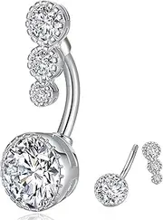 [Popuhoops] G23 Titanium Belly Button Ring Clear CZ Belly Rings Navel Rings Navel Piercing Jewelry Belly Piercing Ring Body Jewelry 14G 14mm 12mm 10mm 8mm