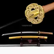 1095 Carbon Steel Japanese Katana SHINOGI ZUKURI Samurai Sword Full Tang Gold.