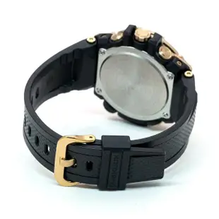 【CASIO 卡西歐】G-SHOCK G-STEEL系列 風潮黑金太陽能藍牙連線耐衝擊腕錶/黑x金框(GST-B100GB-1A9)