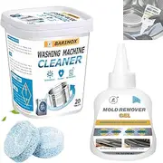 BARINOX - Bundle - Washing Machine Cleaner Tablets (20 Pack) & 7 oz Mold Remover Gel | Deep Cleaning, Odor & Mold Removal | Multi-Purpose Cleaner for Washing Machines, Household Surfaces & Bathrooms