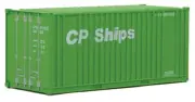 HO Scale Model of Cp Ships (Green, White) 20' Corrugated Container with Flat ...