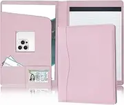 Padfolio Portfolio Organizer Legal Pad Holder Padfolio Folder PU Leather Portfolio Storage Clipboard Notepad with Cover for Letter Size A4 Writing Pad for Business and School Office (Pink)