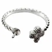 Cross Shaped Adjustable 925 Sterling Silver Ring Setting with Lab Created Diamon