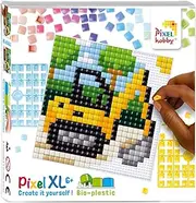 Pixel P41063 Pixel Plate XL Excavator Set Flexible Base Plate for Children to Design Yourself, Easy Plug-in System, No Ironing or Gluing, Stones Made of Bioplastic