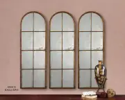 Large Slim Antiqued WINDOW Arch MIRROR Wall Leaner Horchow Neiman Marcus