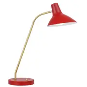 Farrah Red Mid-Century Modern Adjustable Desk and Table Lamp