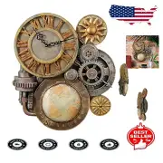 15" Steampunk Inspired Clock - Silent, Durable Resin Design for Stylish Decor