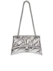 Balenciaga Crush Small Chain Bag Metallized Quilted In Silver