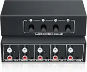 Bi-Directional Stereo Audio Switch, 4 in 1 Out 3.5mm AUX RCA L/R Audio Switcher Selector for Speaker, TV, Game Console