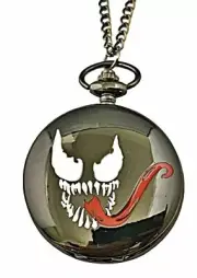 Venom Face Black Metal Finish Pendant Watch